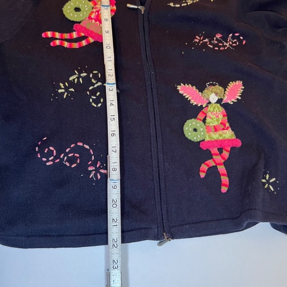 Talbots Sweater Black Full Zip Angel Fairy Mock Neck Long Sleeve Womens Large. - Picture 14 of 14